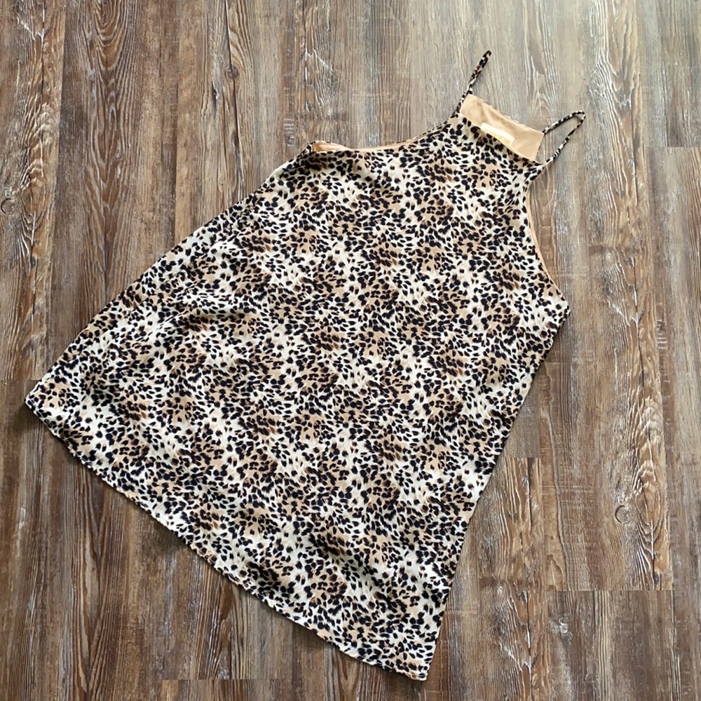 Let Them Eat Cake Leopard Print Halter Dress Animal Cheetah Camisole Sleeveless